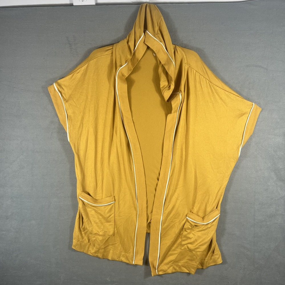 Koolaburra by UGG Women's 1X Mustard Yellow Hooded Open Front Cardigan Shrug
